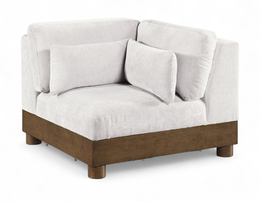 Turin - Chenille Fabric Upholstered Modular Corner Chair - Walnut Base - Simple Home Plus