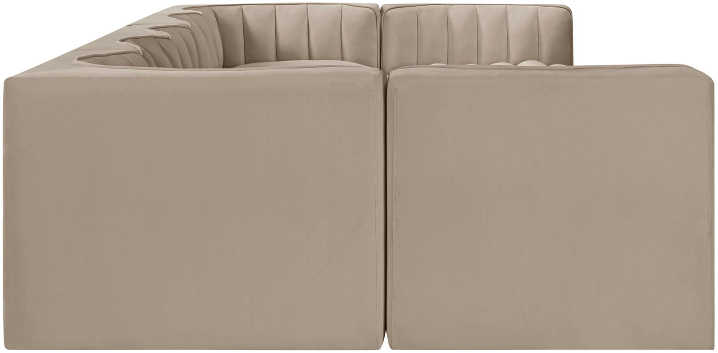 Rummi - Velvet Performance Fabric Upholstered 7 Piece Modular Sectional (With 2 Corner Chairs) - Simple Home Plus