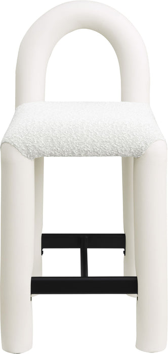 Amari - Vegan Leather and Boucle Fabric Stool - Simple Home Plus