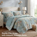 Heather - Twin Long 5 Piece Vintage-Inspired Floral Print - Soft Blue - Simple Home Plus