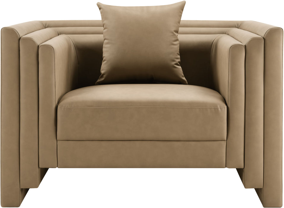 Everett - Vegan Leather Upholstered Chair - Tan - Simple Home Plus