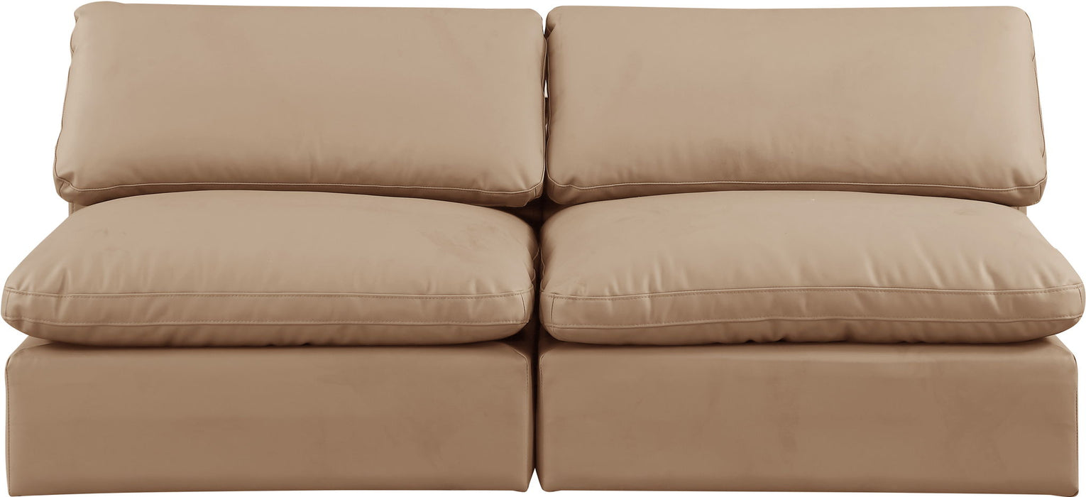 Comfy - Faux Leather Modular Armless Sofa 2 Pieces - Light Brown - Simple Home Plus
