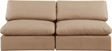 Comfy - Faux Leather Modular Armless Sofa 2 Pieces - Light Brown - Simple Home Plus