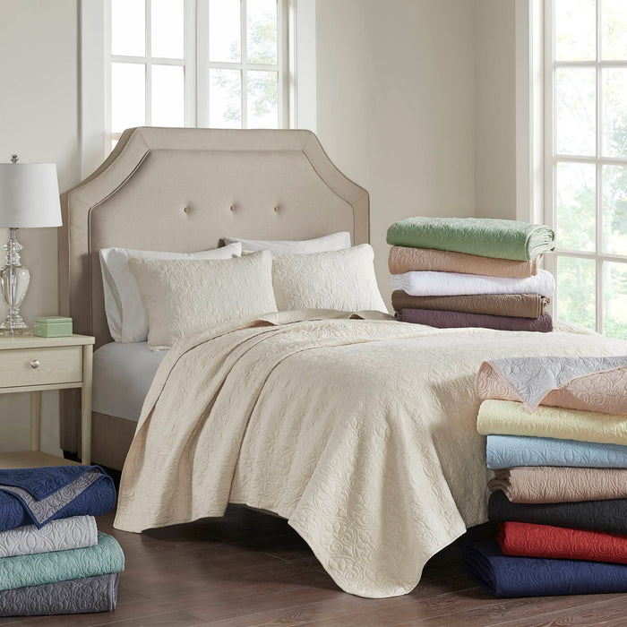Quebec - Reversible Coverlet Set - Gray - Simple Home Plus