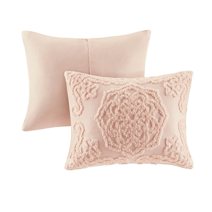 Laetitia - Tufted Medallion Fringe Coverlet Mini Set - Blush - Simple Home Plus