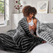 Avril - King/California King Fluffy Ribbed Plush Comforter Set - Gray Ombre - Simple Home Plus