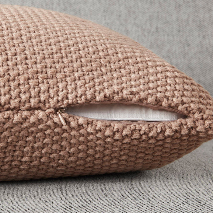 Bree Knit - Square Pillow Cover - Brown