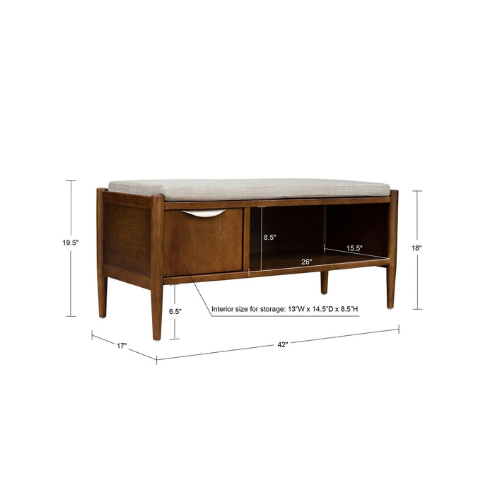 Arcadia - Accent Bench With Storage And Upholstered Cushion - Walnut Brown - Simple Home Plus