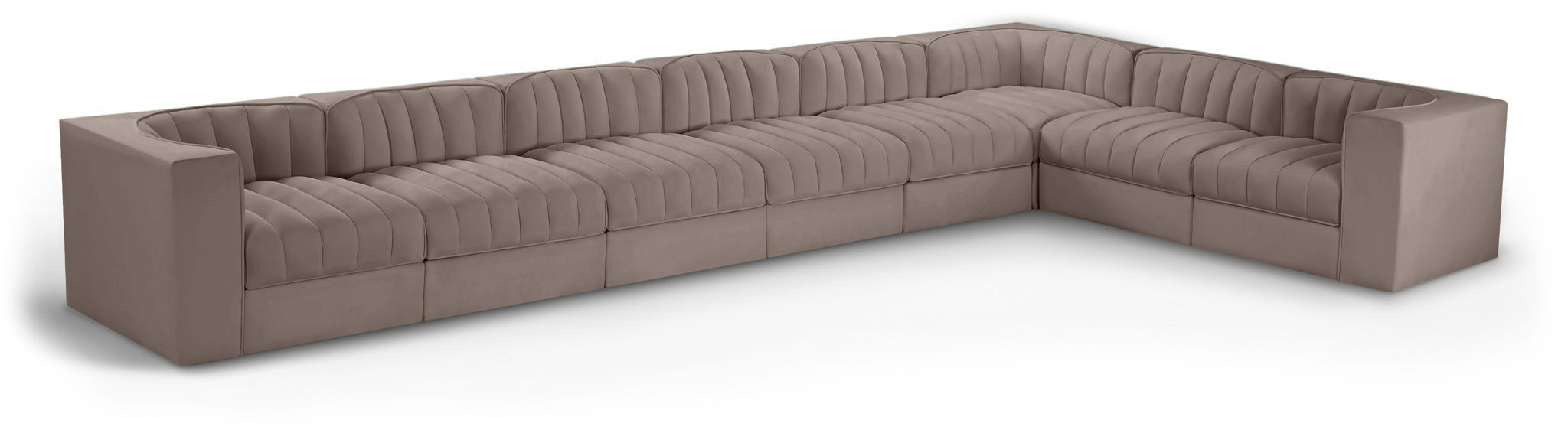 Rummi - Velvet Performance Fabric Upholstered 8 Piece Modular Sectional (With 3 Corner Chairs) - Simple Home Plus