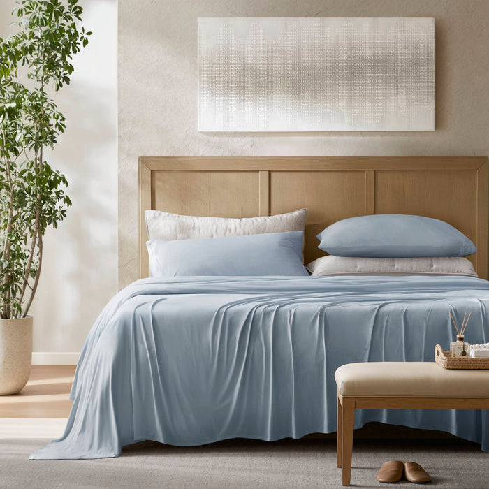 Cooling - California King Stretch Jersey Sheet Set - Blue - Simple Home Plus
