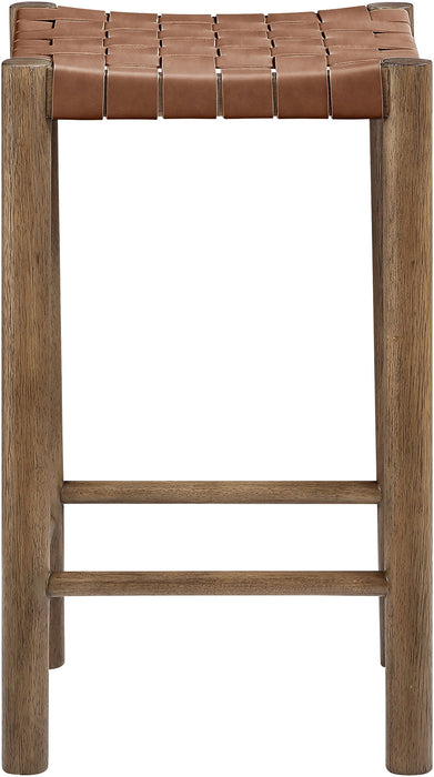 Entwine - Vegan Leather Upholstered Backless Counter Stool - Painted Brown - Simple Home Plus
