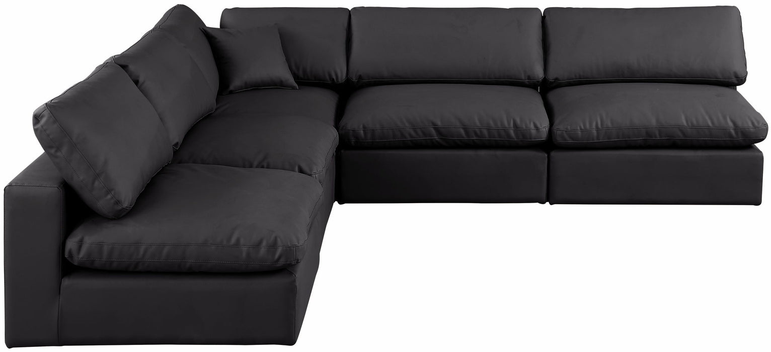 Comfy - 5 Piece Faux Leather Modular Corner Armless Sectional - Simple Home Plus