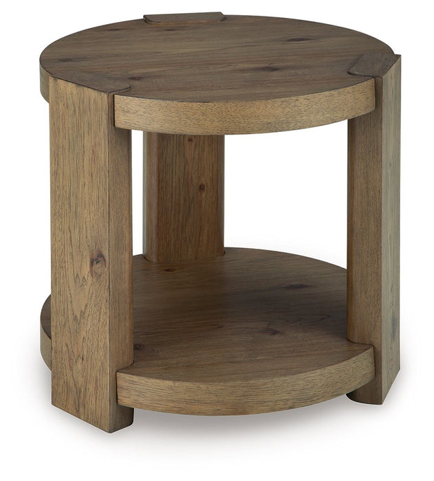 Flangren - Round End Table - Light Brown - Simple Home Plus