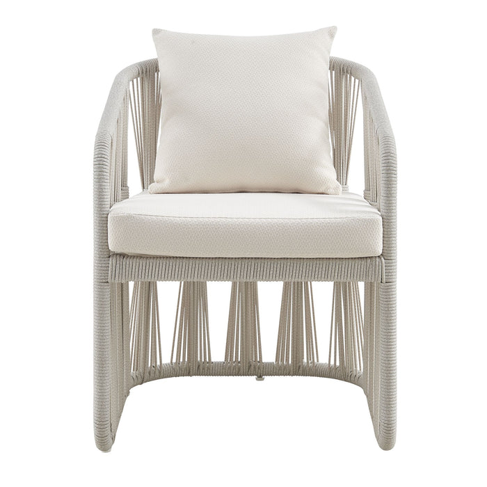 Breeze - Cream Metal Outdoor Dining Chair With Cushions - Pearl