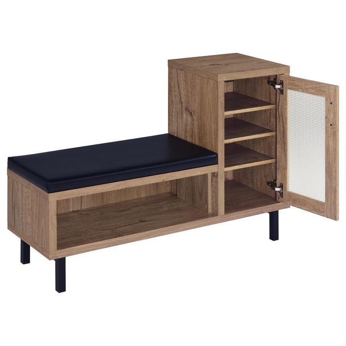 Teller - 1-Door Entryway Shoe Storage Bench - Natural Oak - Simple Home Plus