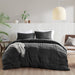 Porter - Queen Soft Washed Pleated Duvet Cover Set - Black - Simple Home Plus