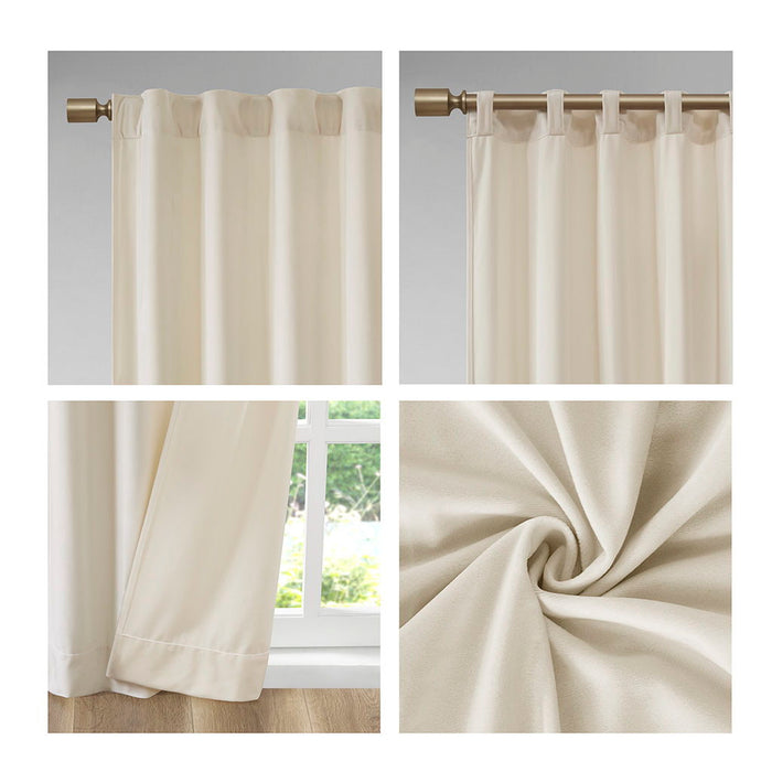 Colt - 63" Room Darkening Rod Pocket/Back Tab Window Panel Pair - Ivory - Simple Home Plus