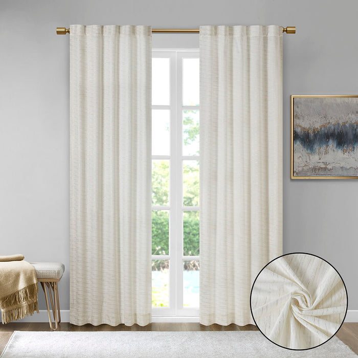 Colt - Room Darkening Metallic Printed Poly Velvet Rod Pocket/Back Tab Window Panel Pair - White/Gold - Simple Home Plus