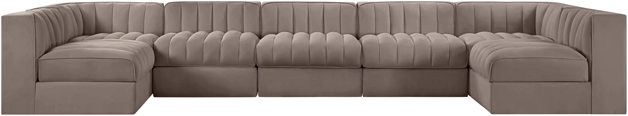 Rummi - Velvet Performance Fabric Upholstered 7 Piece Modular Sectional (With 2 Corner Chairs) - Simple Home Plus