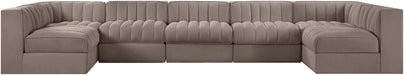 Rummi - Velvet Performance Fabric Upholstered 7 Piece Modular Sectional (With 2 Corner Chairs) - Simple Home Plus