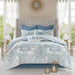 Isla - King 8 Piece Printed Reversible Comforter Set - Blue - Simple Home Plus