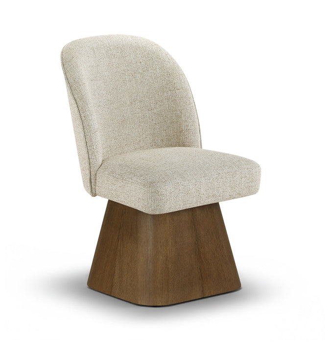 Marlowe - Linen Textured Fabric Upholstered Swivel Dining Side Chair - Stained Brown - Simple Home Plus