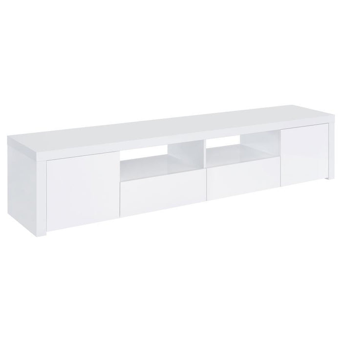 Jude - 2 Door Engineered Wood TV Stand - High Gloss White - Simple Home Plus