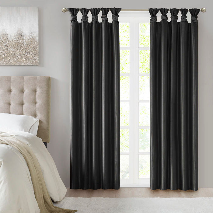 Emilia - Twist Tab Total Blackout Window Curtain Panel - Black - Simple Home Plus