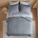 Logan - Queen Striped Duvet Set - Blue / Gray - Simple Home Plus