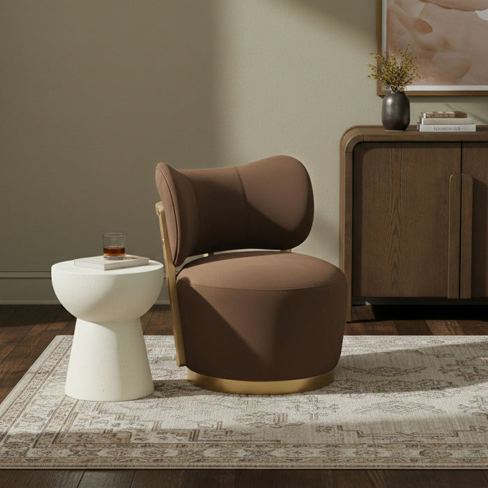 Elara - Velvet Upholstered Swivel Accent Chair - Stained Natural - Simple Home Plus