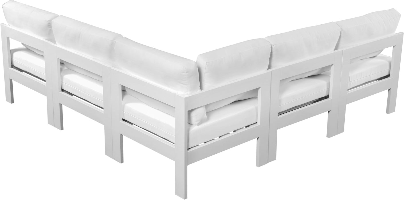 Nizuc - Outdoor Patio 5 Piece Modular Sectional With White Frame - Simple Home Plus