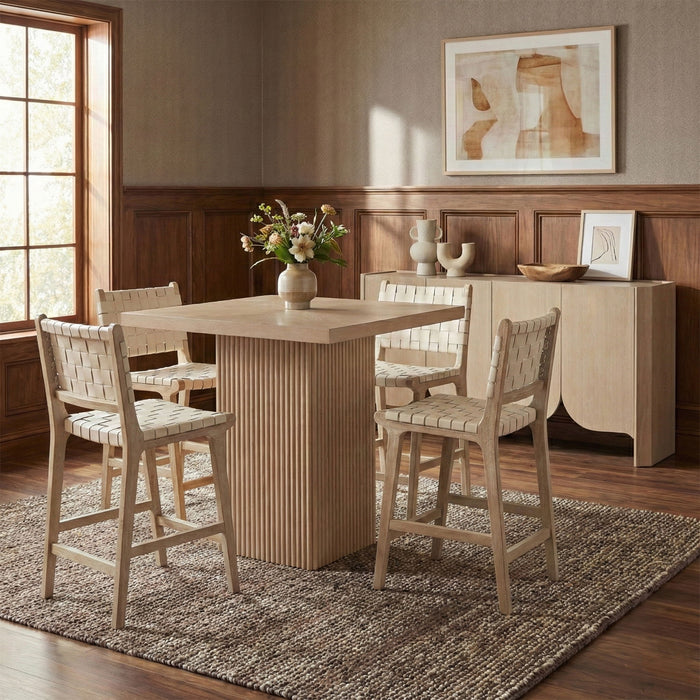Entwine - Vegan Leather Upholstered Counter Stool - Painted Natural - Simple Home Plus
