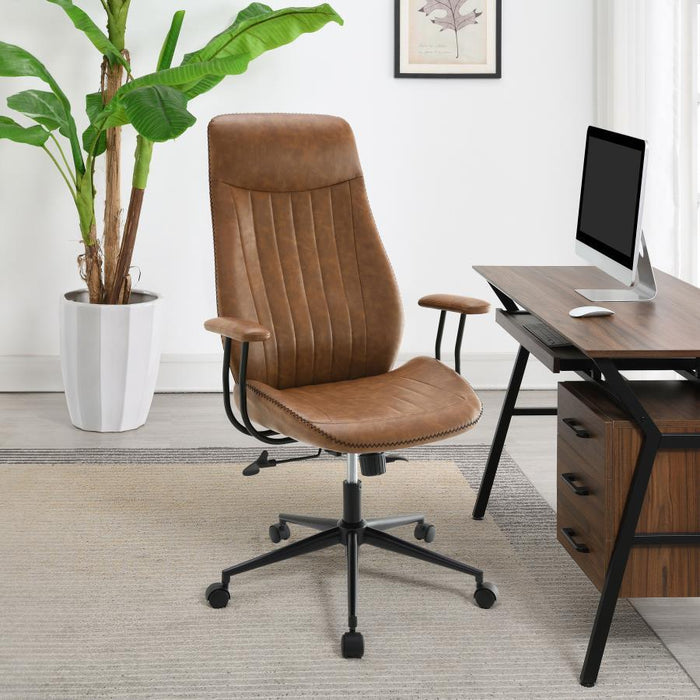 Ranger - Upholstered Adjustable Home Office Desk Chair - Brown - Simple Home Plus