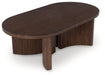 Korestone - Dark Brown - Oval Cocktail Table - Simple Home Plus