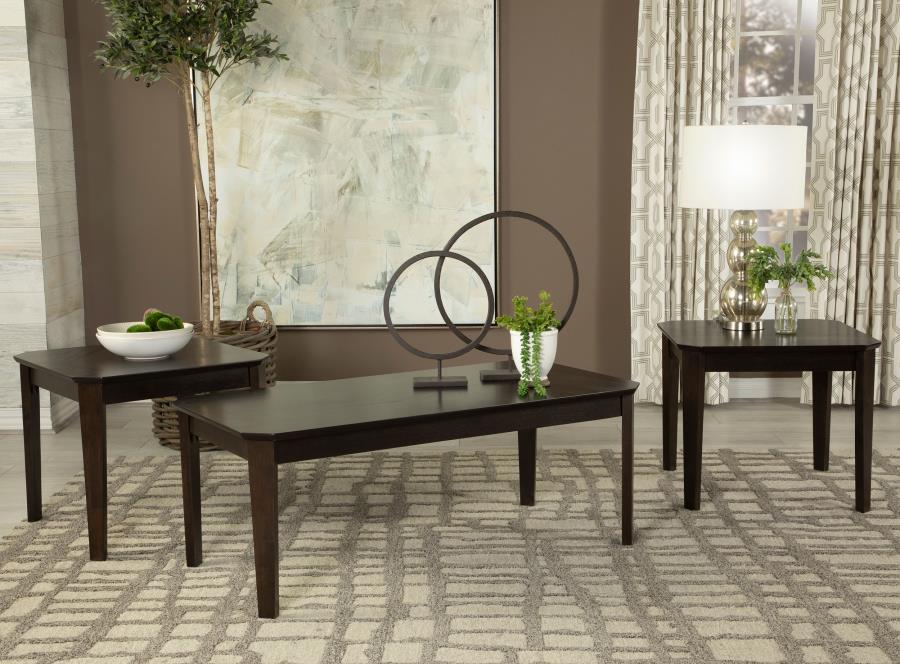 Amaro - 3 Piece Coffee And End Table Set - Dark Brown - Simple Home Plus