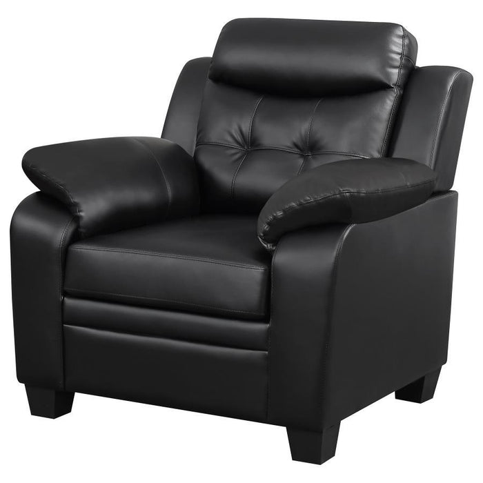 Finley - Upholstered Padded Arm Tufted Accent Chair - Black - Simple Home Plus