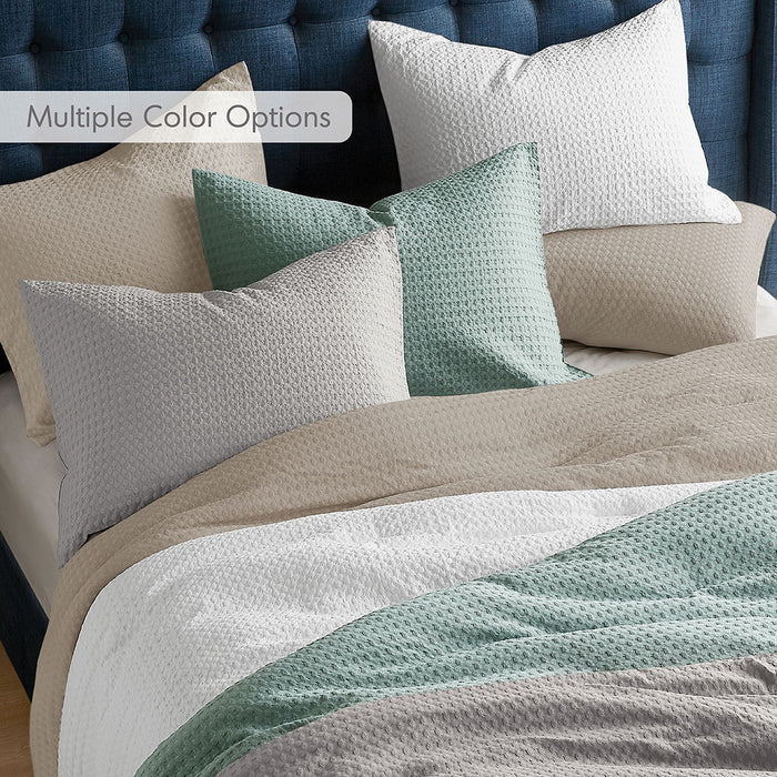 Mina - Twin/Twin XL Waffle Weave Textured Duvet Cover Set - Neutral - Simple Home Plus