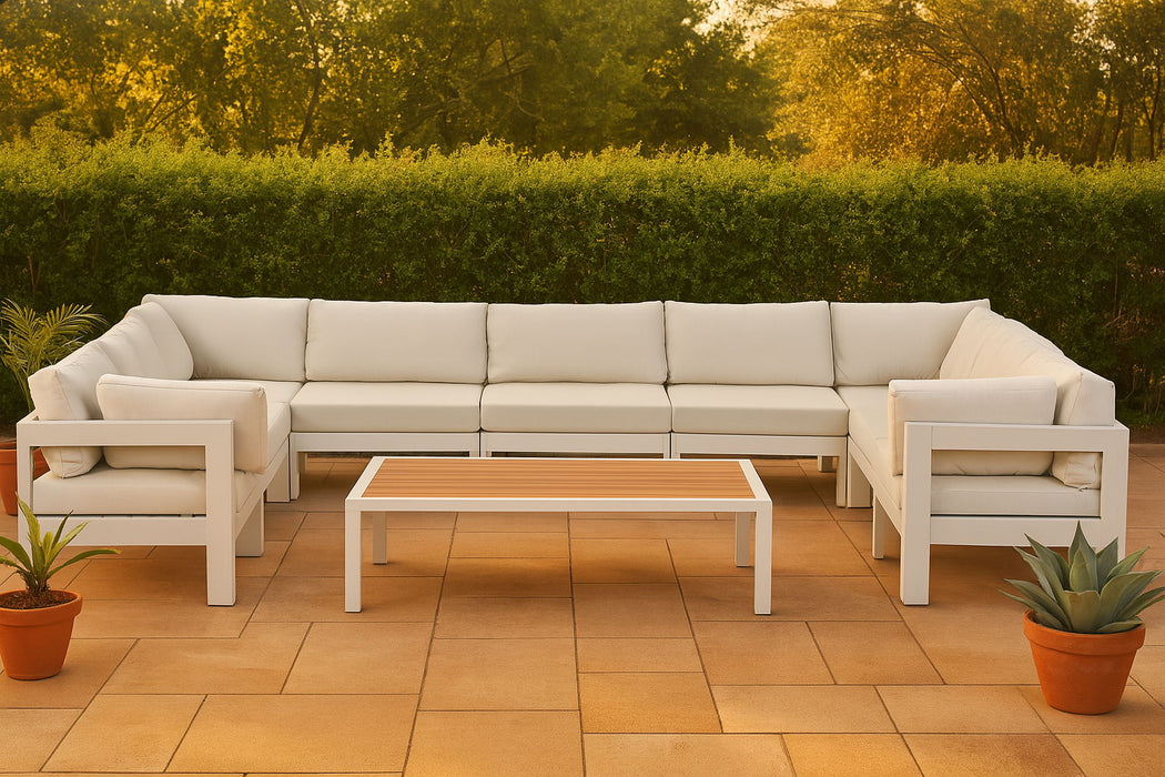 Nizuc - Outdoor Patio 9 Piece Modular Sectional With White Frame - Simple Home Plus