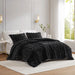 Jasmine - 3 Piece Full/Queen Ultrasoft Ribbed Comforter Set - Black - Simple Home Plus