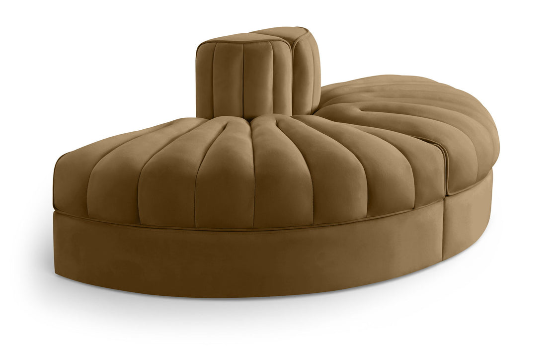 Rummi - Velvet Performance Fabric Upholstered 2 Piece  Rounded Modular Loveseat - Simple Home Plus