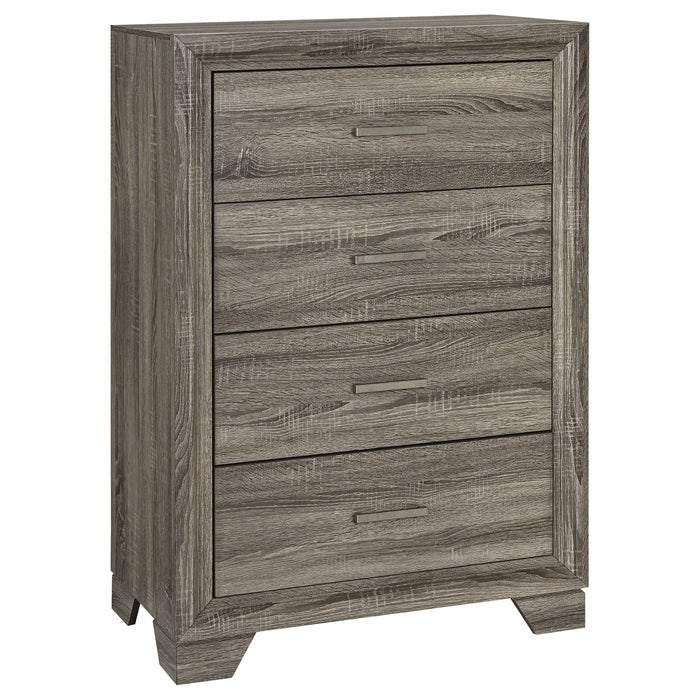 Wright - 4-Drawer Chest Of Drawers - Brown Oak - Simple Home Plus