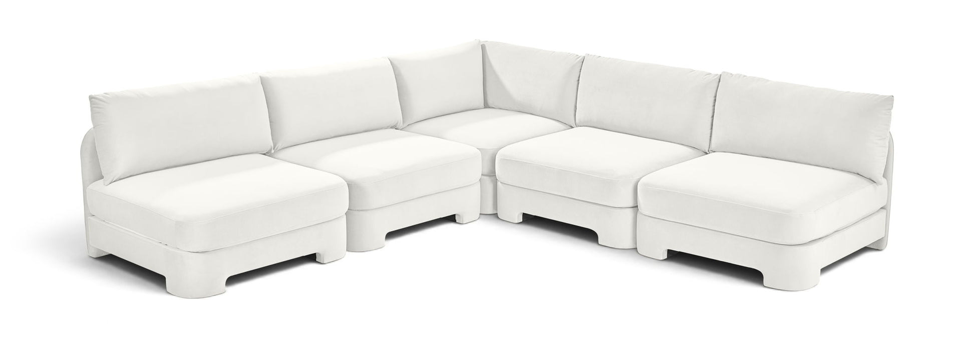 Hammond - Velvet Performance Fabric Upholstered 5 Piece Armless Sectional - Simple Home Plus