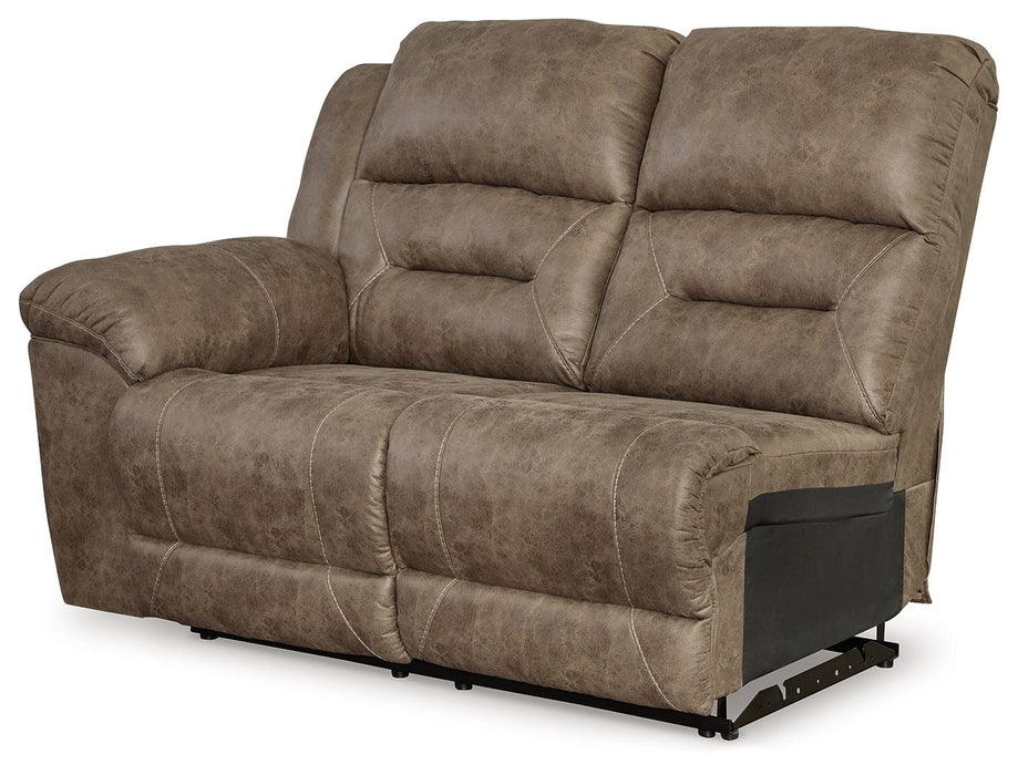 Ravenel - Laf Reclining Power Loveseat - Faux Leather - Fossil - Simple Home Plus