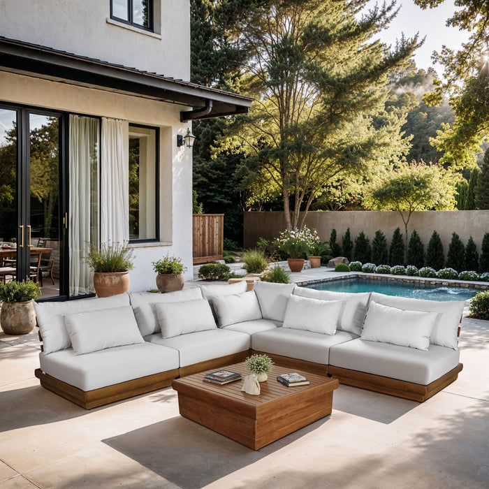 Mirella - 5 Piece Water Resistant Fabric Upholstered Outdoor Patio Modular Sectional - Simple Home Plus
