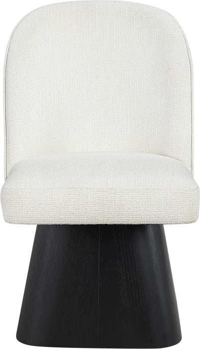 Marlowe - Linen Textured Fabric Upholstered Swivel Dining Side Chair - Stained Black - Simple Home Plus