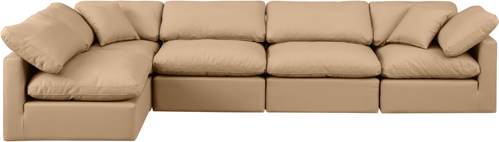 Indulge - Faux Leather 5 Piece Modular Sectional - Tan - Simple Home Plus