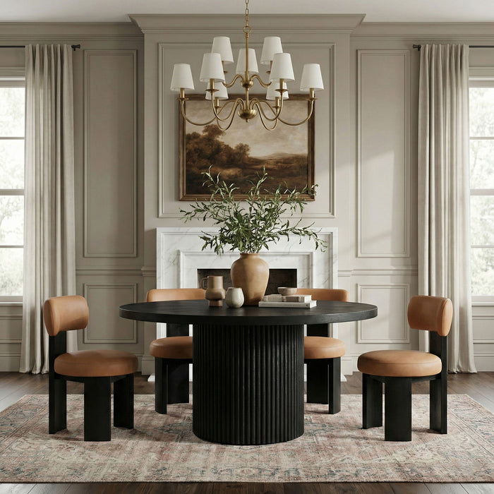 Atelier - Vegan Leather Upholstered Dining Chair (Set of 2) - Black Frame - Simple Home Plus