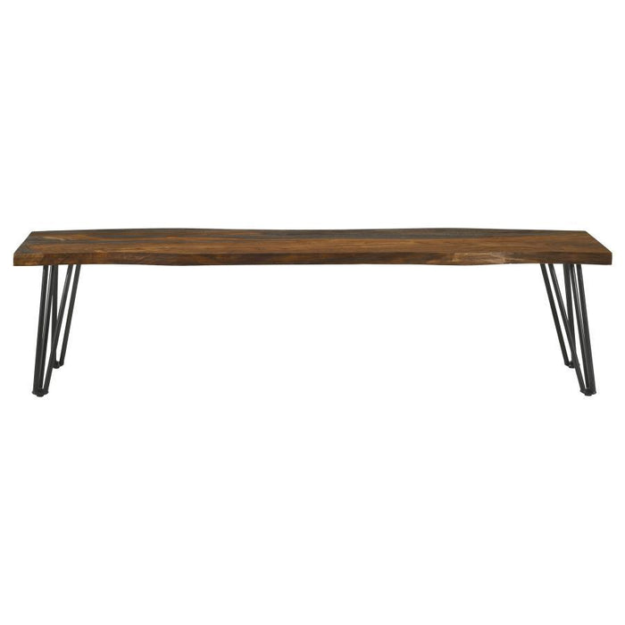 Neve - Live Edge Wood Dining Bench Hairpin Legs - Gray Sheesham - Simple Home Plus