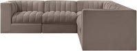 Rummi - Symmetrical Velvet Performance Fabric Upholstered 5 Piece Modular Sectional - Simple Home Plus