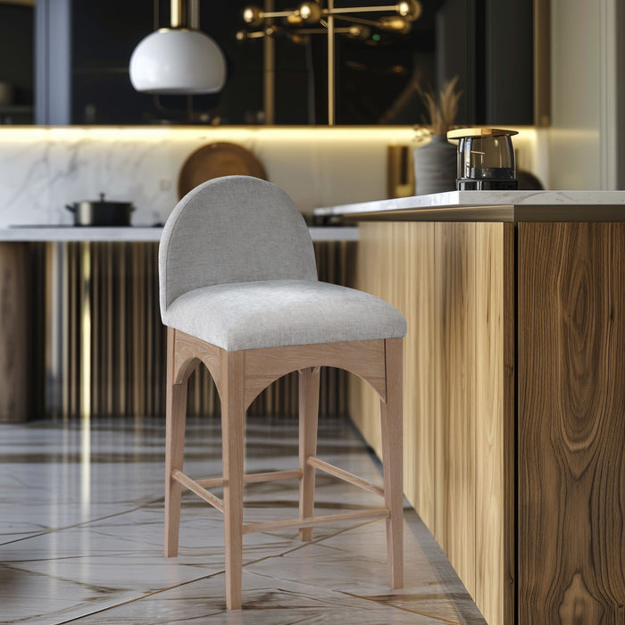 Waldorf - Chenille Stool With Natural Legs - Simple Home Plus
